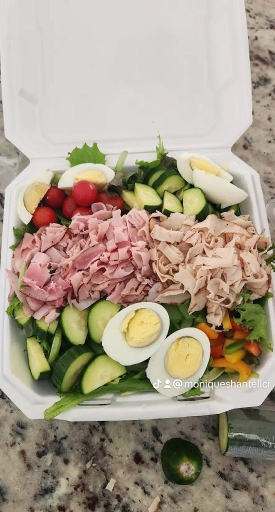 Mixed salad with meats and eggs